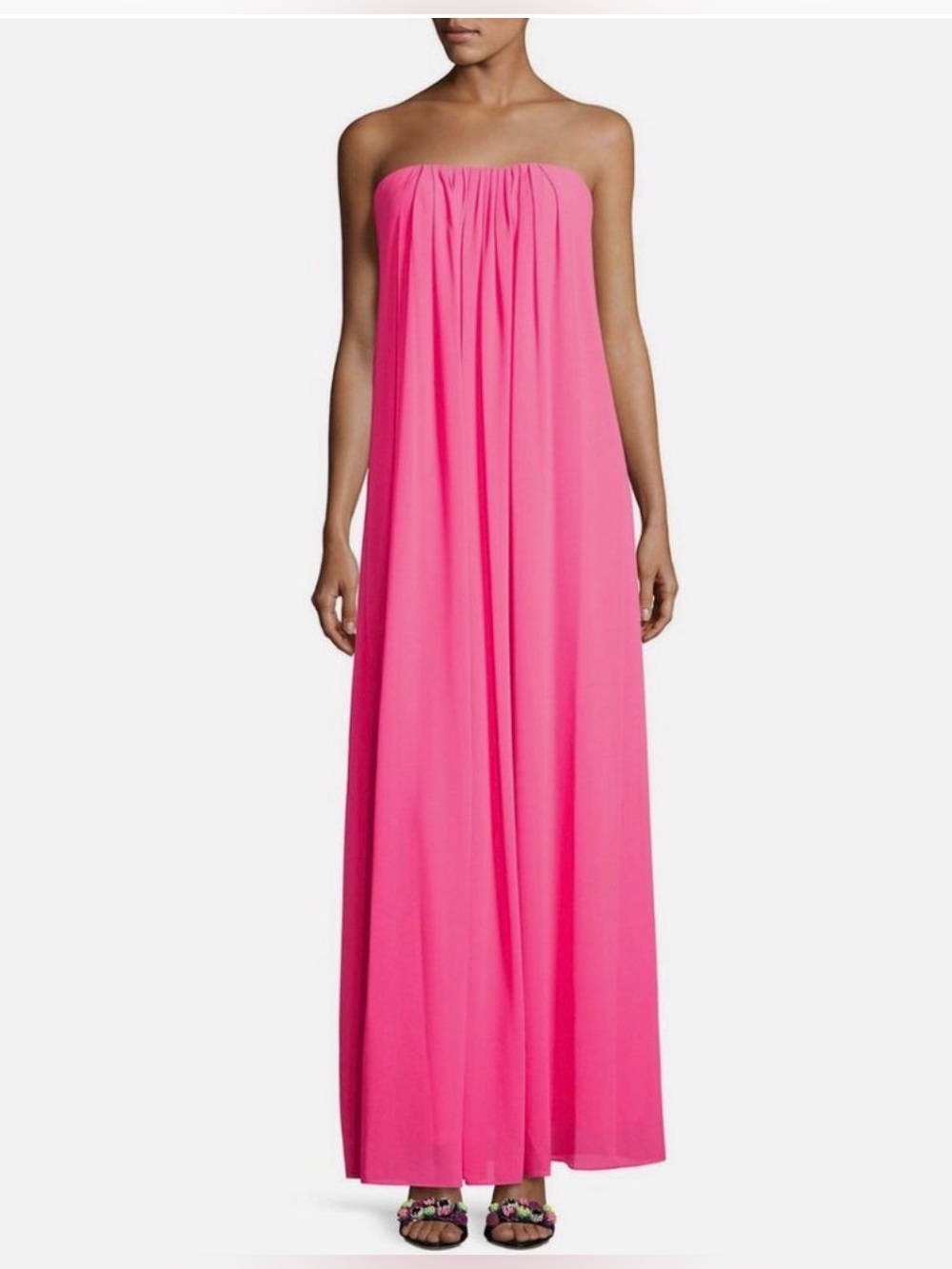 NWT Nicole Miller Nee York Sz12 Strapless Soufflé Chiffon Gown